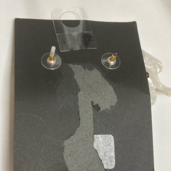 Lele Sadoughi Statement Flower Drop Earrings W/Crystal Center - Picture 2 of 2